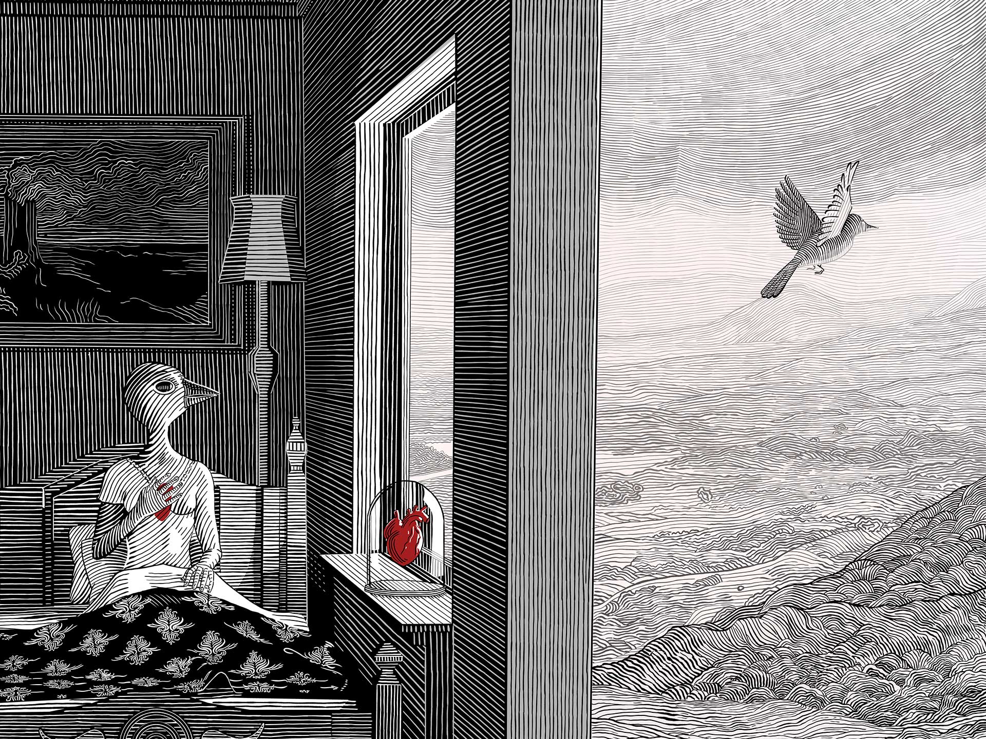 Bird Heart, digital drawing, 2022